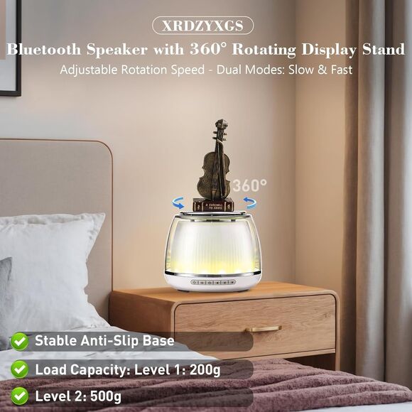 360° Motorized Rotating Display Stand with Bluetooth 5.2 Speaker, RGB Lights,... - Picture 3 of 5